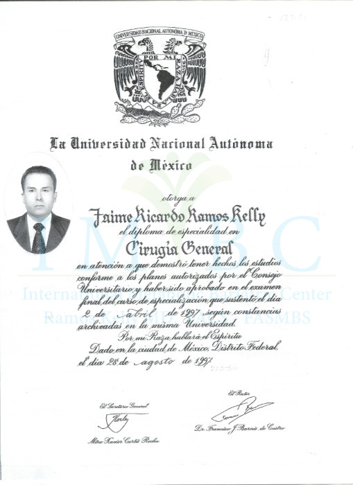 Dr. Jaime Ricardo Ramos Kelly Academic Credentials From Mexico - 3