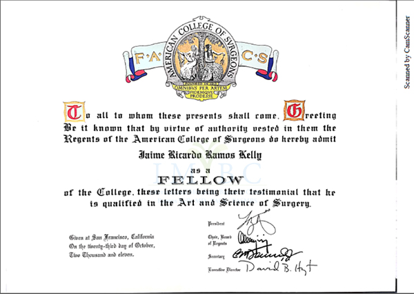Dr. Jaime Ricardo Ramos Kelly Academic Credentials From USA - 1